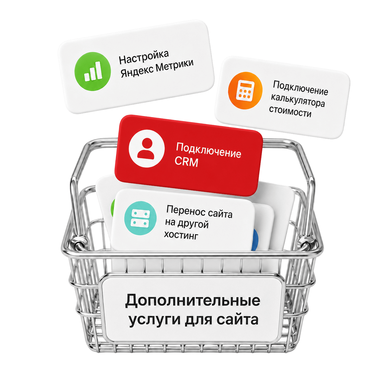 Выбор дополнительных услуг для сайта в корзине