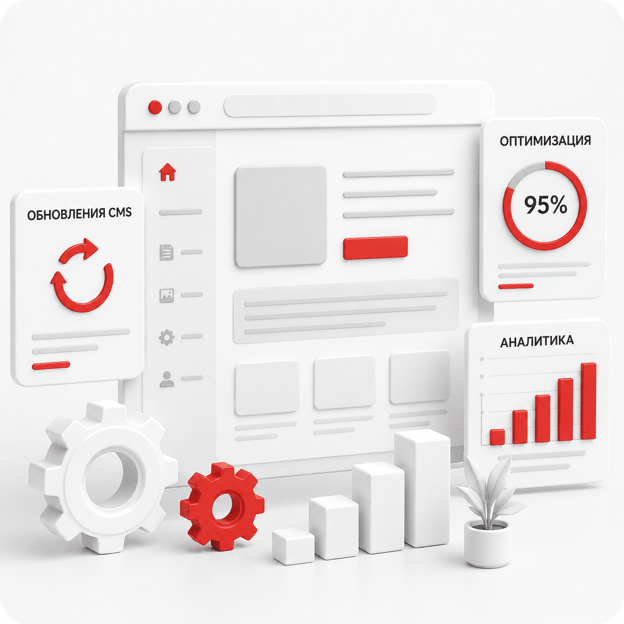 Обновление CMS, оптимизация и аналитика сайта